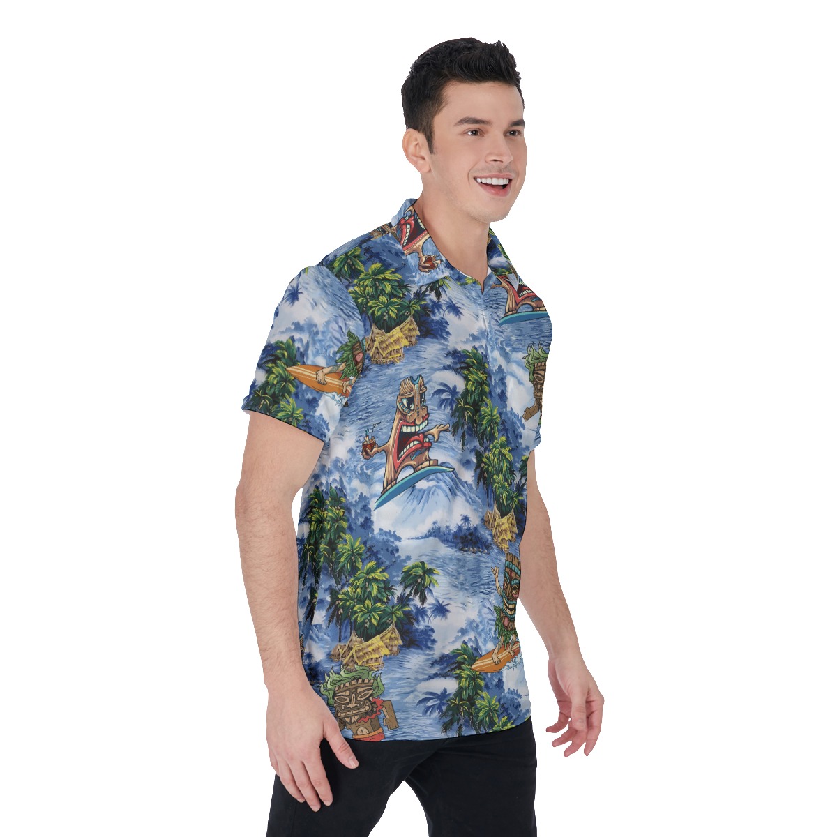Men's Tiki Surfing Hawaiian Polo Shirt