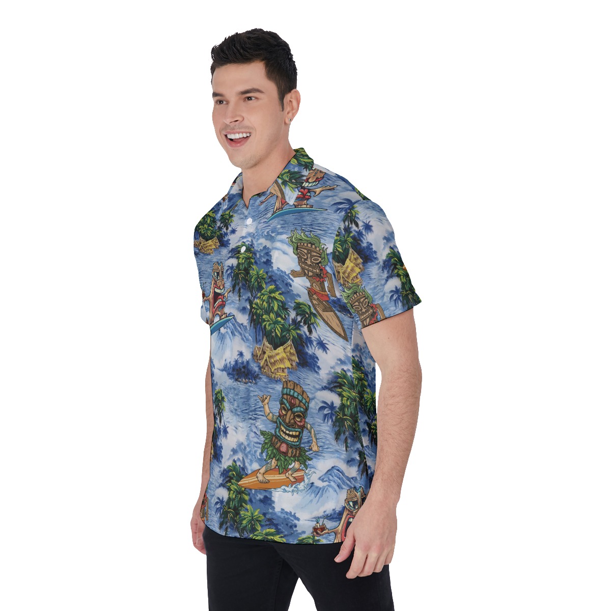 Men's Tiki Surfing Hawaiian Polo Shirt