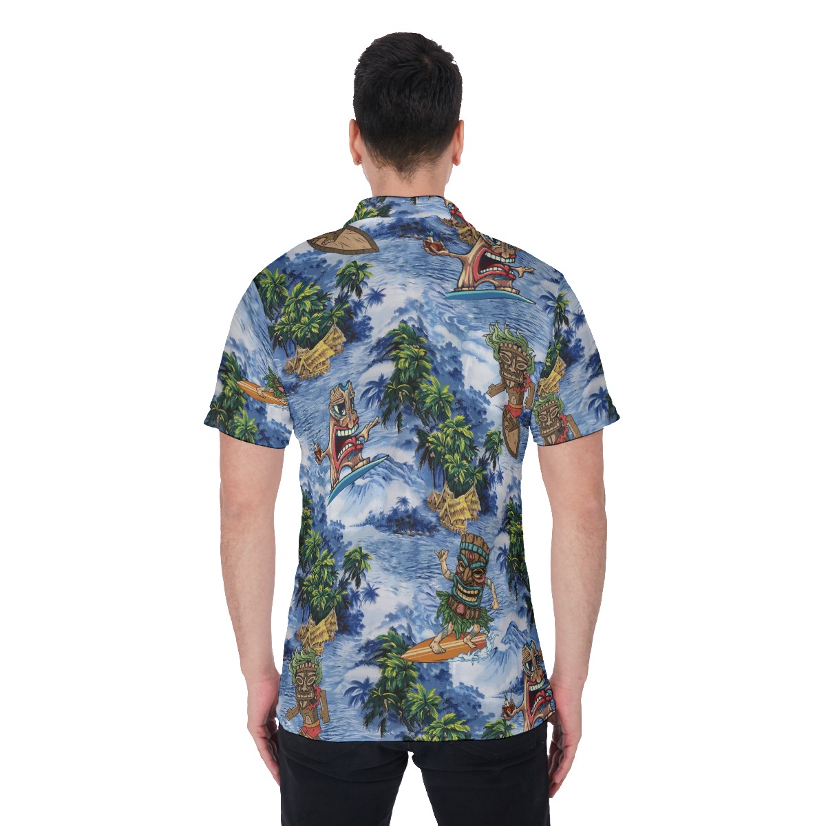 Men's Tiki Surfing Hawaiian Polo Shirt