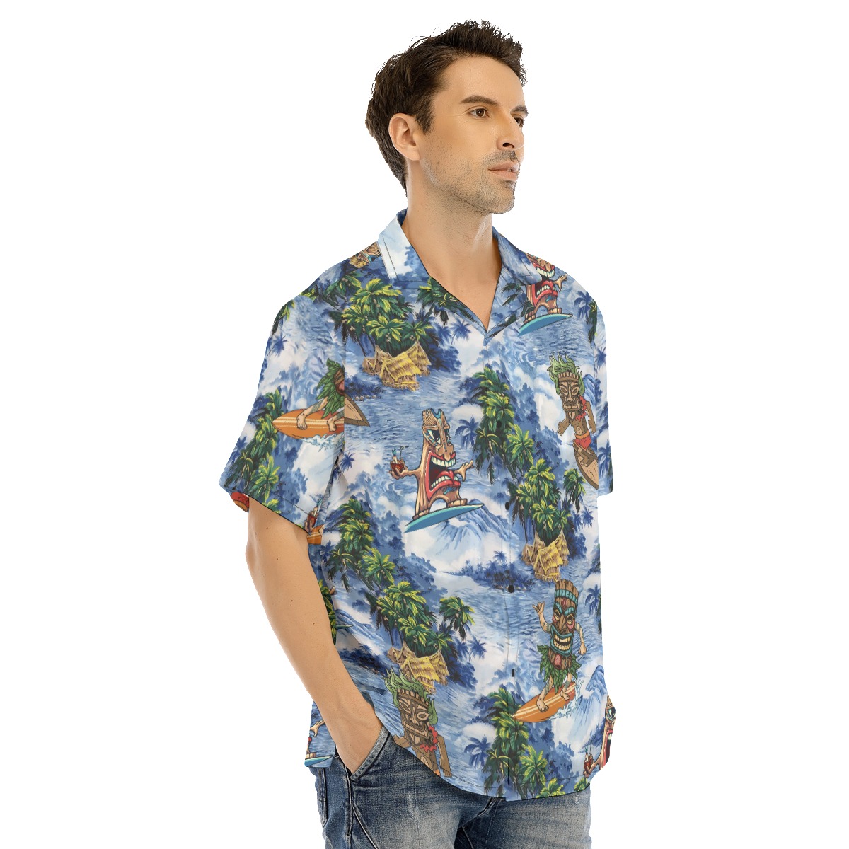 Funny Tiki Surfing Tropical Hawaiian Shirt