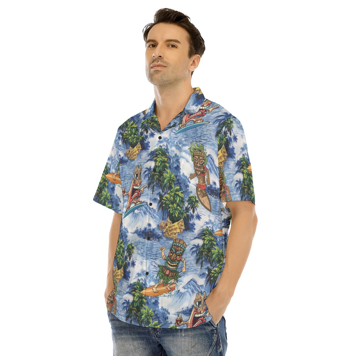 Funny Tiki Surfing Tropical Hawaiian Shirt