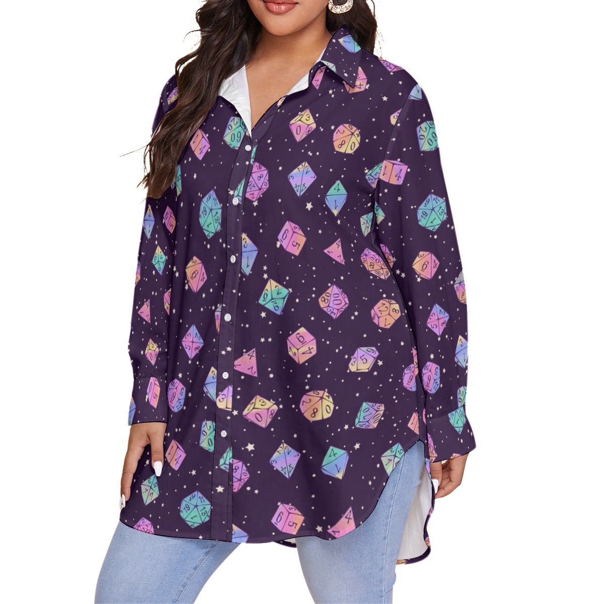 Dungeons and Dragons Dice Long Sleeve Hawaiian Shirt