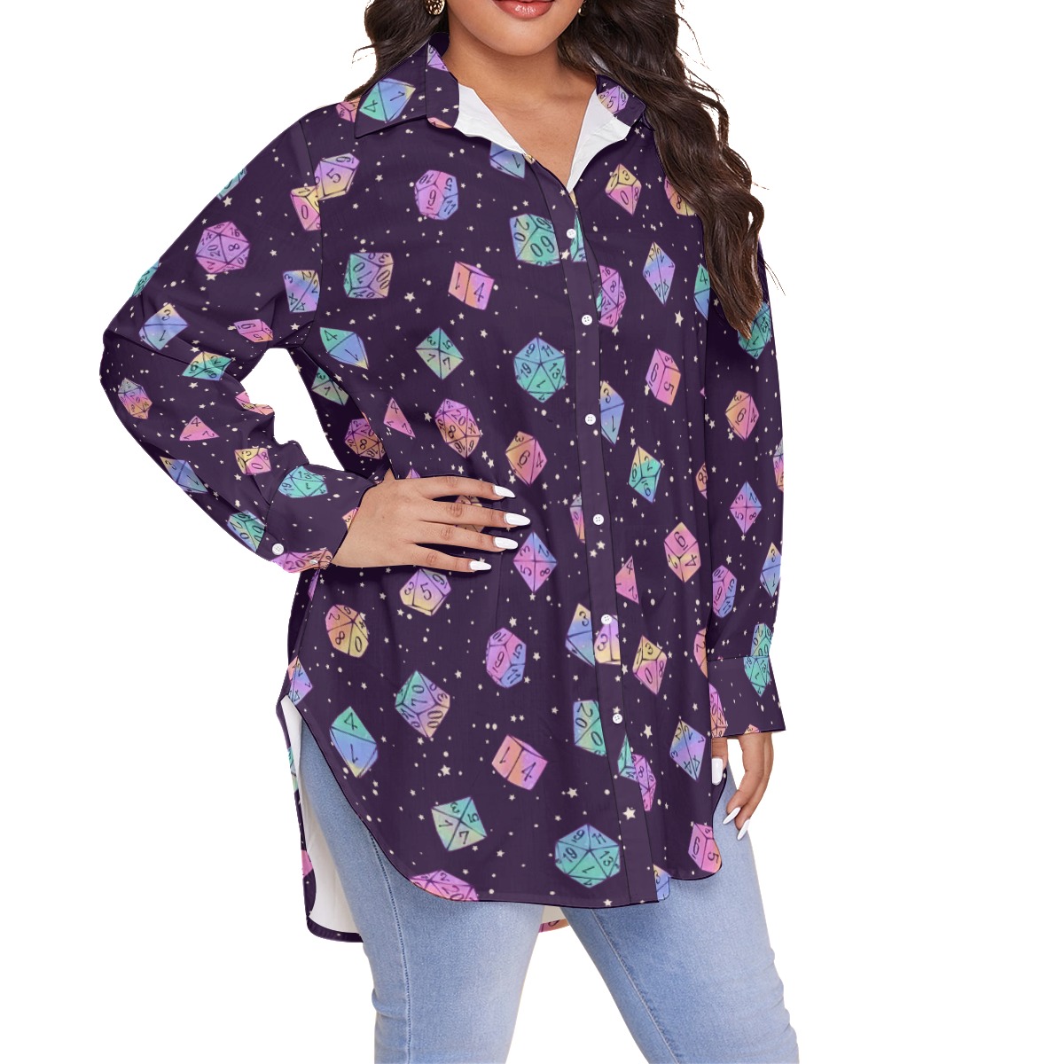 Dungeons and Dragons Dice Long Sleeve Hawaiian Shirt