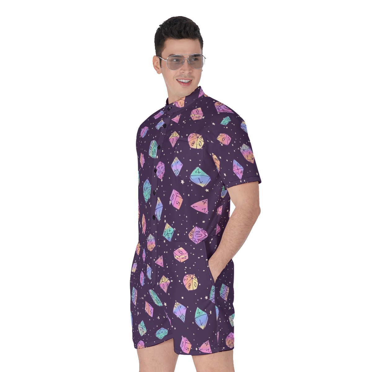 DND Dice Purple Men's Romper