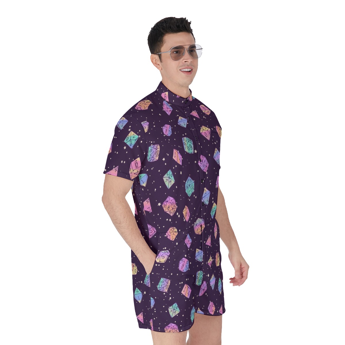 DND Dice Purple Men's Romper