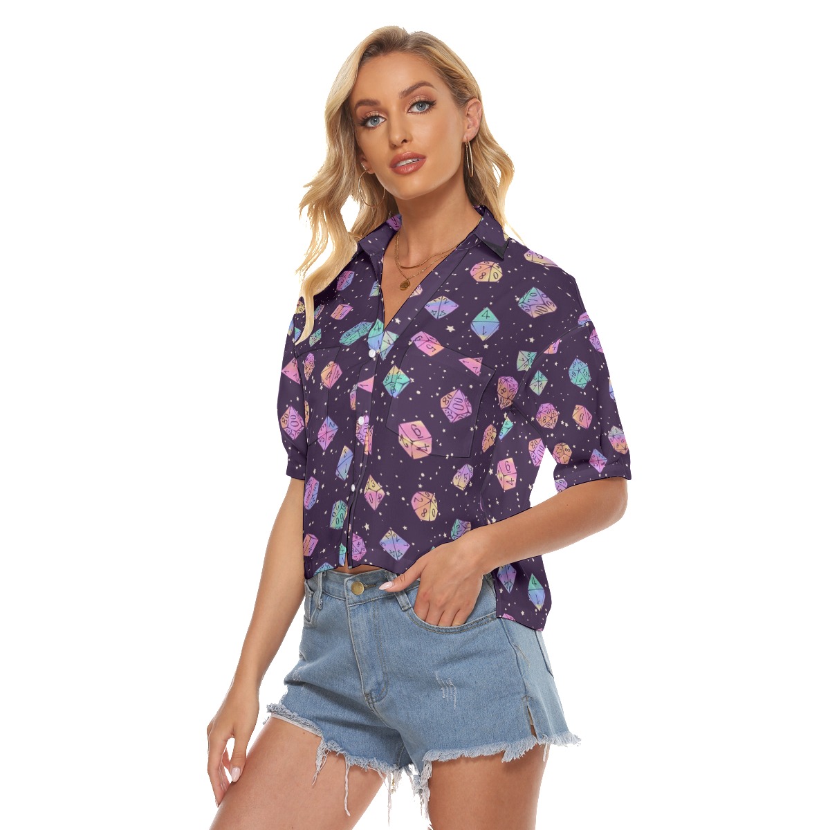 DND Dice Purple Women's Crop Top
