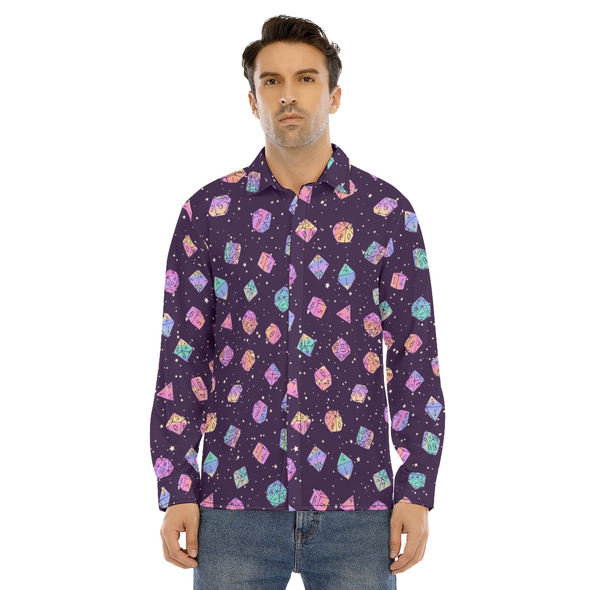 DND Dice Long Sleeve Hawaiian Shirt For Men - variant image 1
