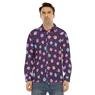 DND Dice Long Sleeve Hawaiian Shirt For Men