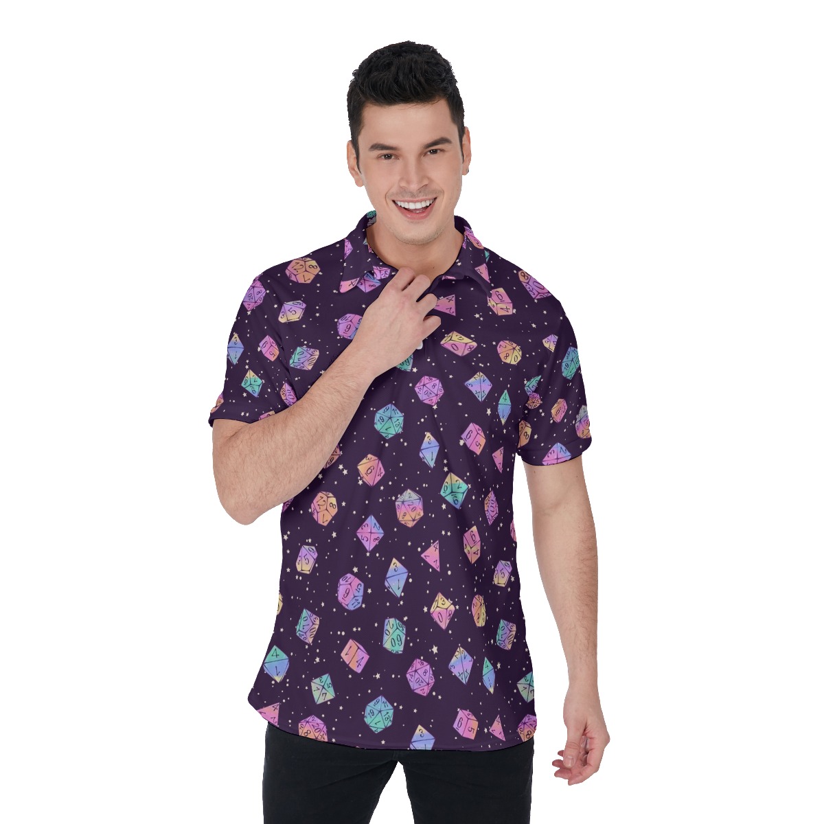 Dungeons and Dragons Purple Dice Men's Polo Shirt - variant image 1