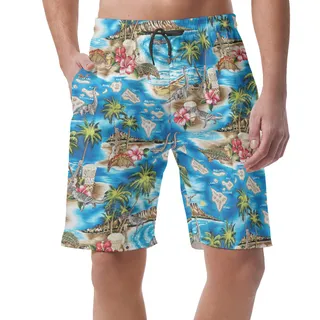 Cool Dinosaur Tropical Summer Beach Shorts For Men
