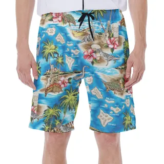 Dinosaur Tropical Hawaiian Swim Trunks For Men