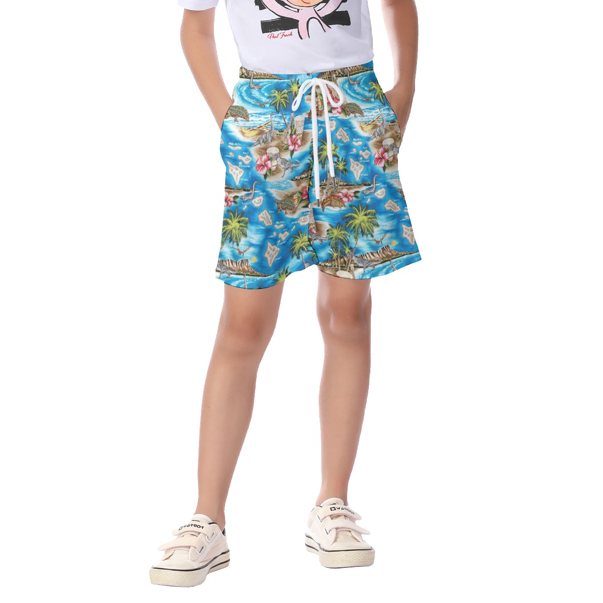 Cute Dinosaur Tropical Hawaiian Beach Shorts For Kids - variant image 1