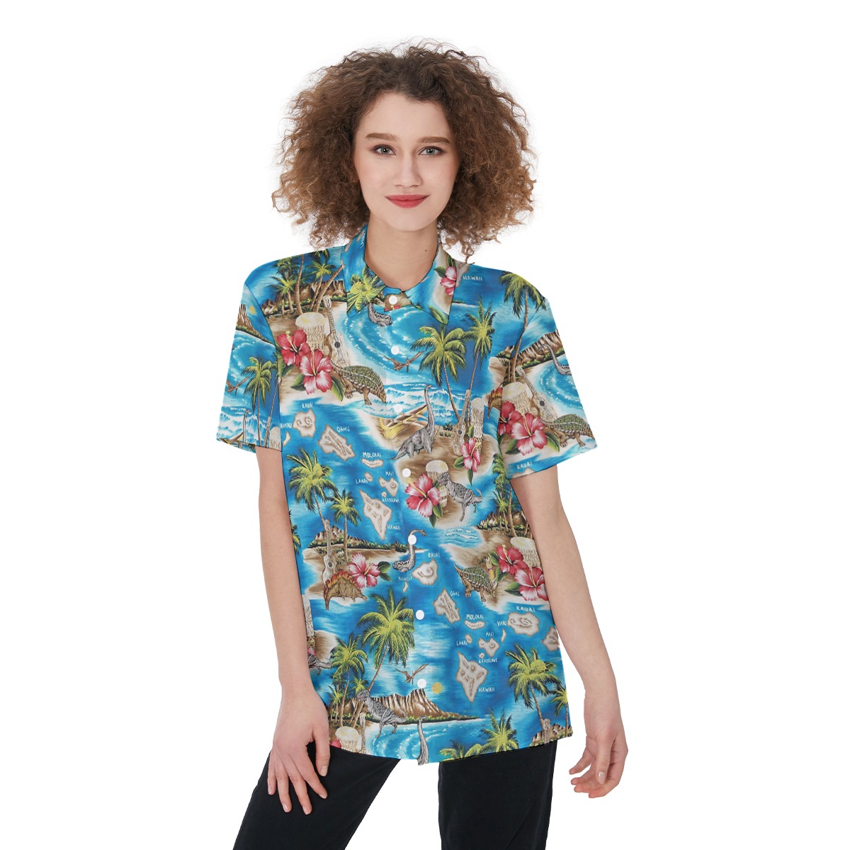 Tropical Dinosaur Women's Hawaiian Shirt - variant image 1