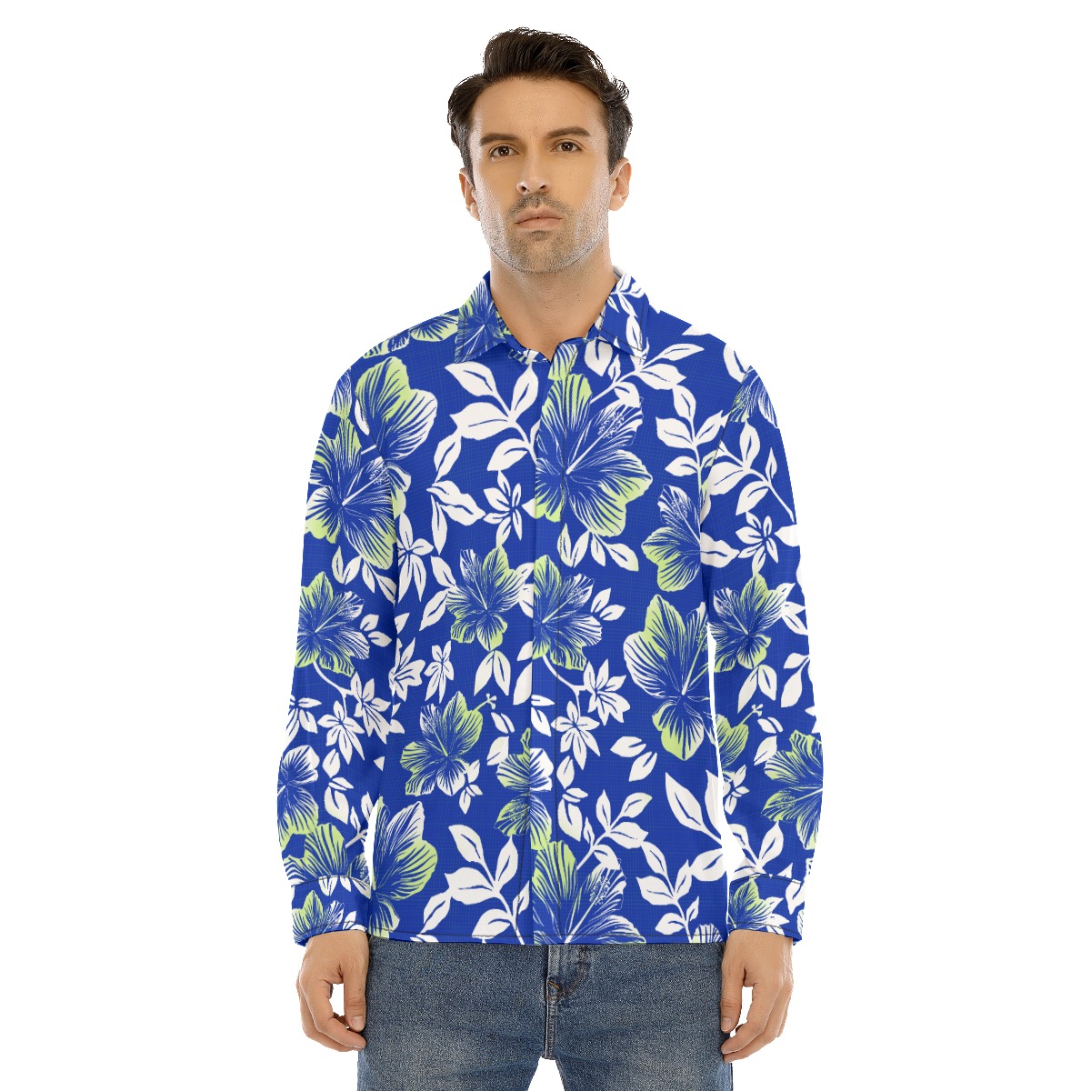 Hibiscus Long Sleeve Men's Hawaiian Shirt - variant image 1