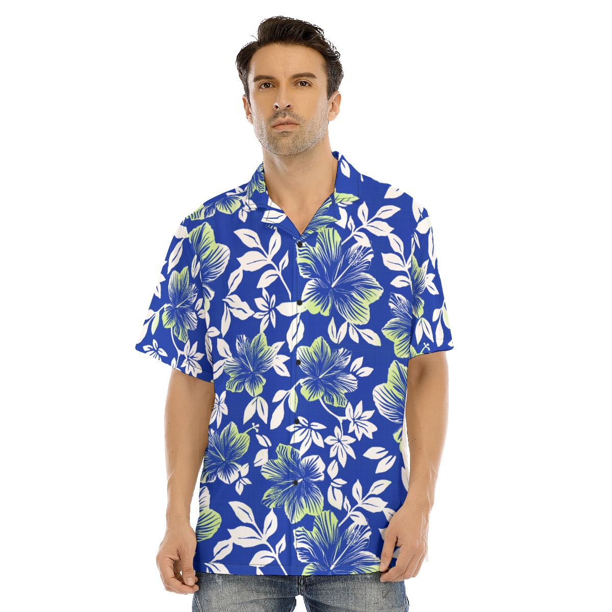 Vintage Hibiscus Blue Men's Hawaiian Shirt - variant image 1