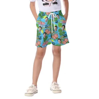 Custom Face Birthday Kid's Hawaiian Shorts