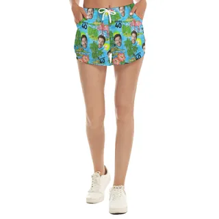Custom Face Birthday Vintage Beach Shorts For Women