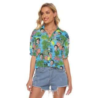 Custom Face Birthday Flamingo Women's Crop Top