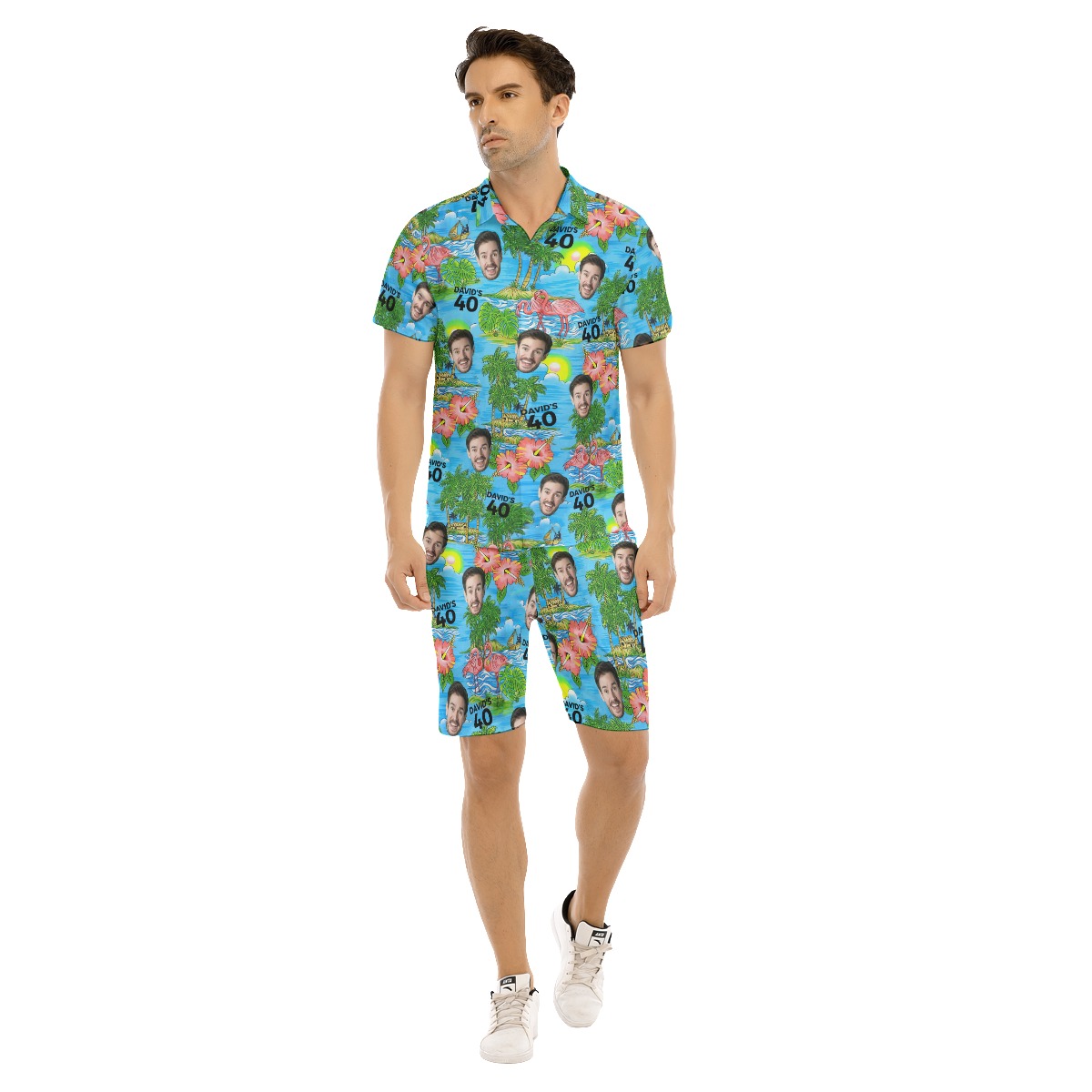 Custom Face And Name Flamingo Beach Shorts For Birthday Gift - variant image 1