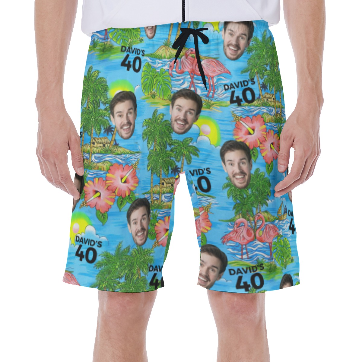 Custom Face And Name Beach Swim Trunks For Men - variant image 1