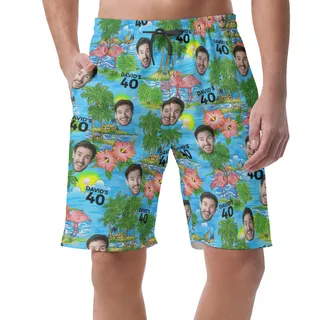 Custom Face And Name Birthday Men's Casual Shorts