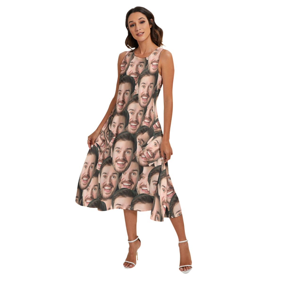 Unique Custom Face Sleeveless Dress With Pockets - variant image 1