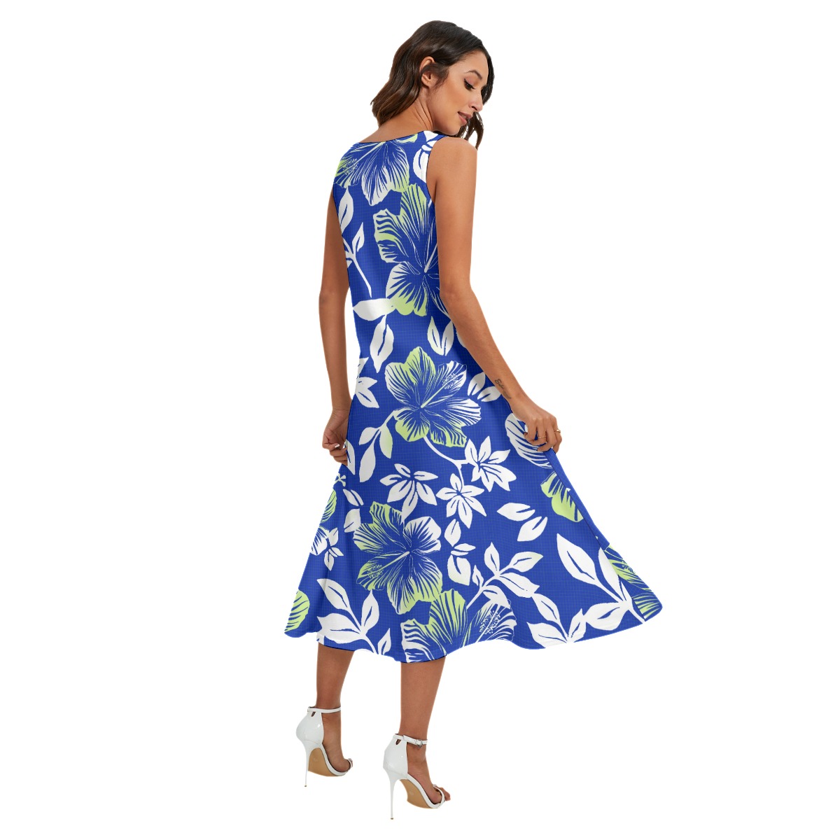 Hibiscus Blue Hawaiian Dress With Pockets