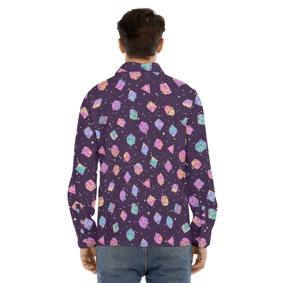 DND Dice Long Sleeve Hawaiian Shirt For Men