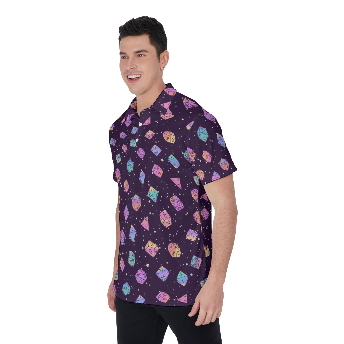 Dungeons and Dragons Purple Dice Men's Polo Shirt