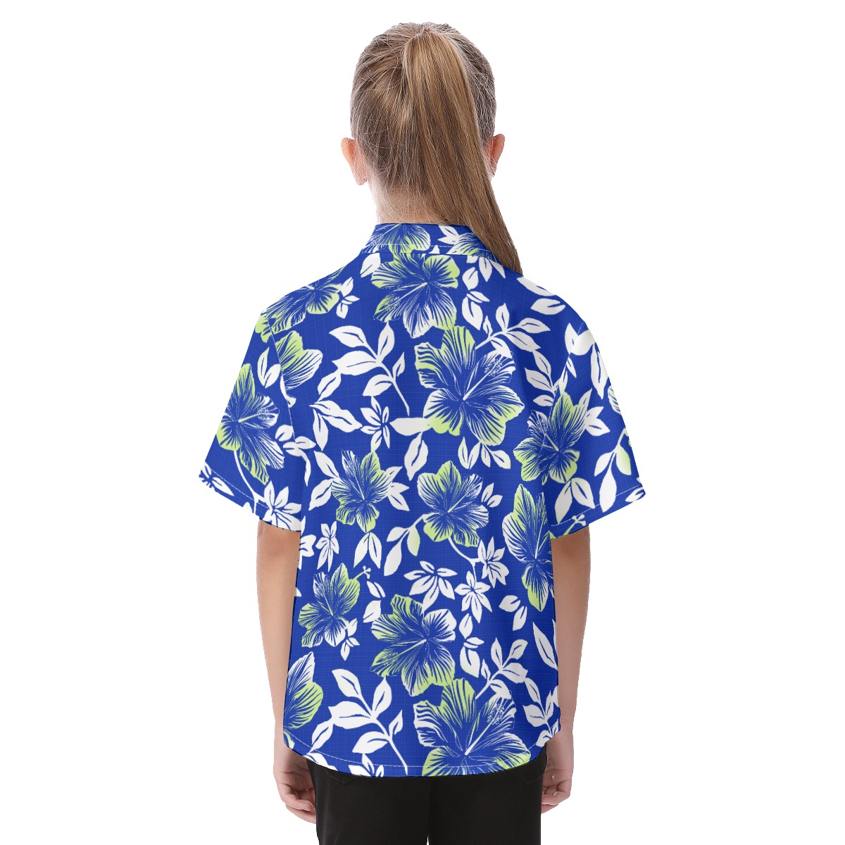 Hibiscus Blue Hawaiian Shirt For Kids