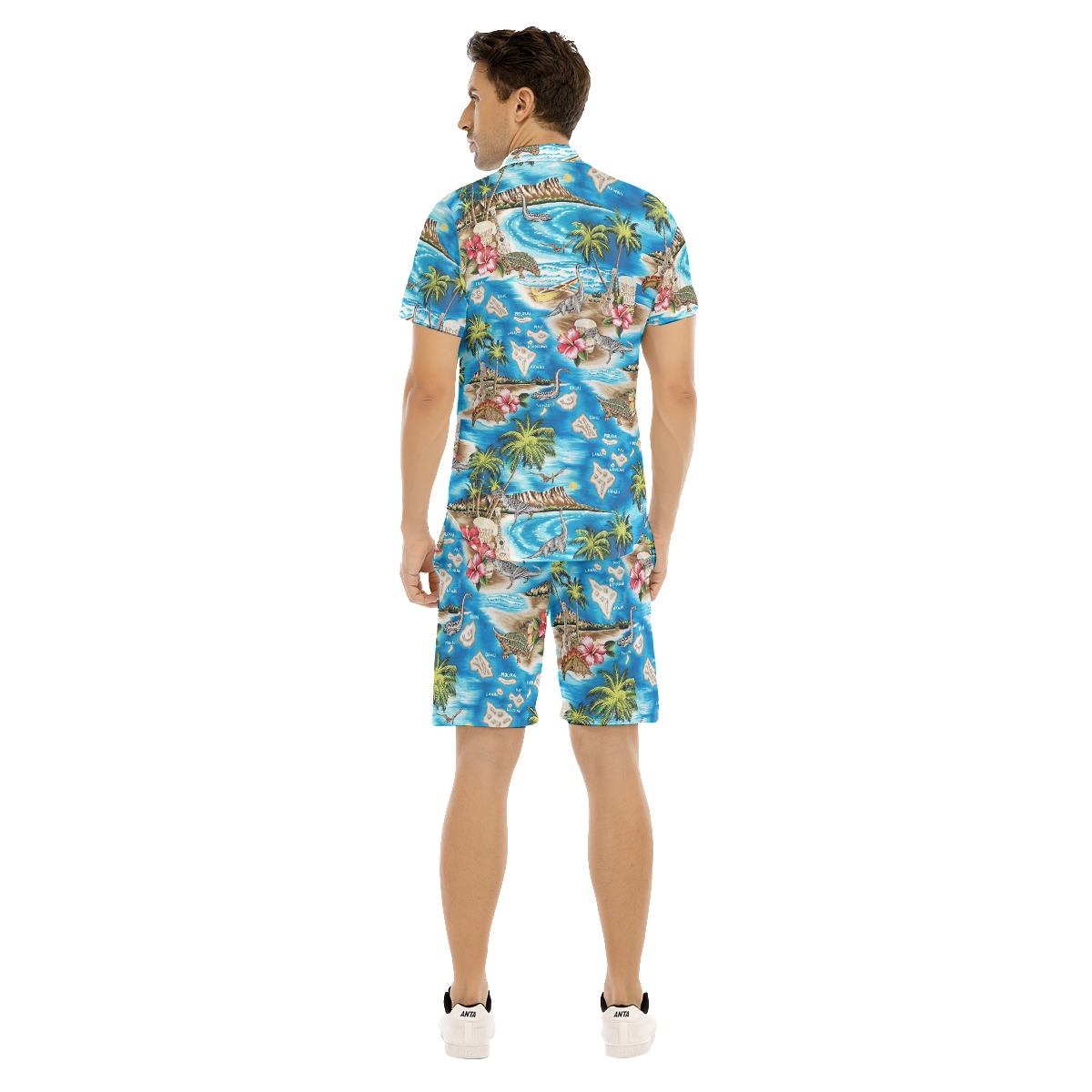 Tropical Dinosaur Hawaiian Shirt And Shorts For Men