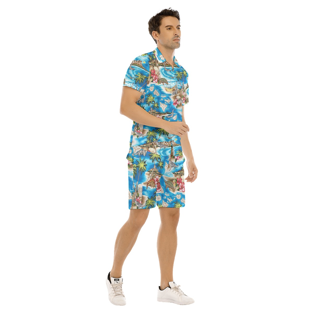 Tropical Dinosaur Hawaiian Shirt And Shorts For Men