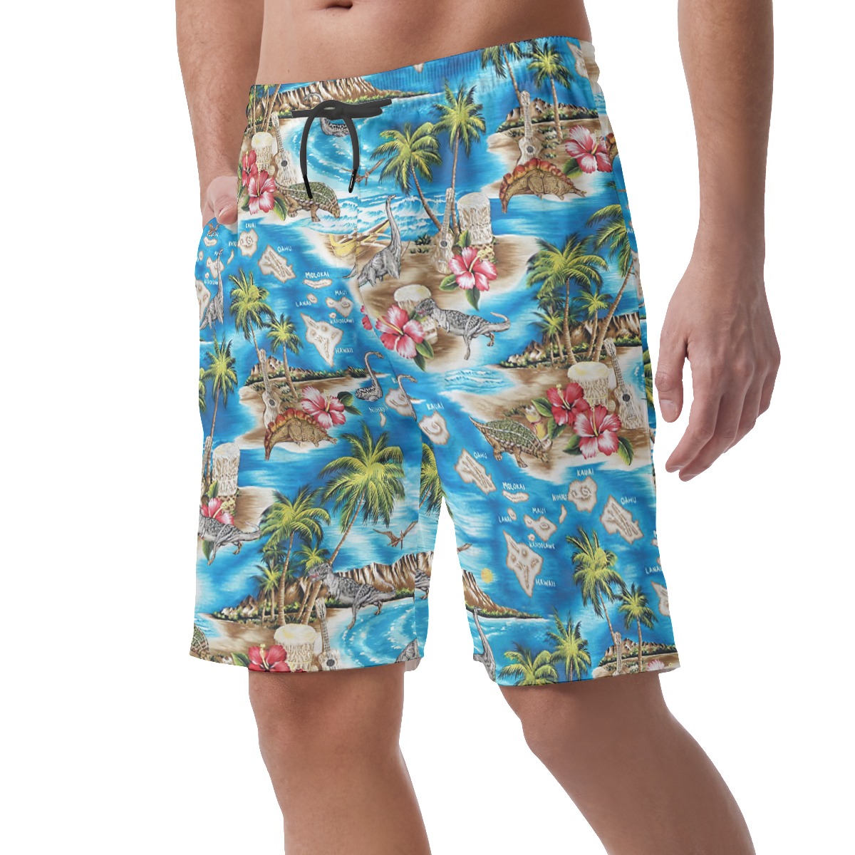 Cool Dinosaur Tropical Summer Beach Shorts For Men