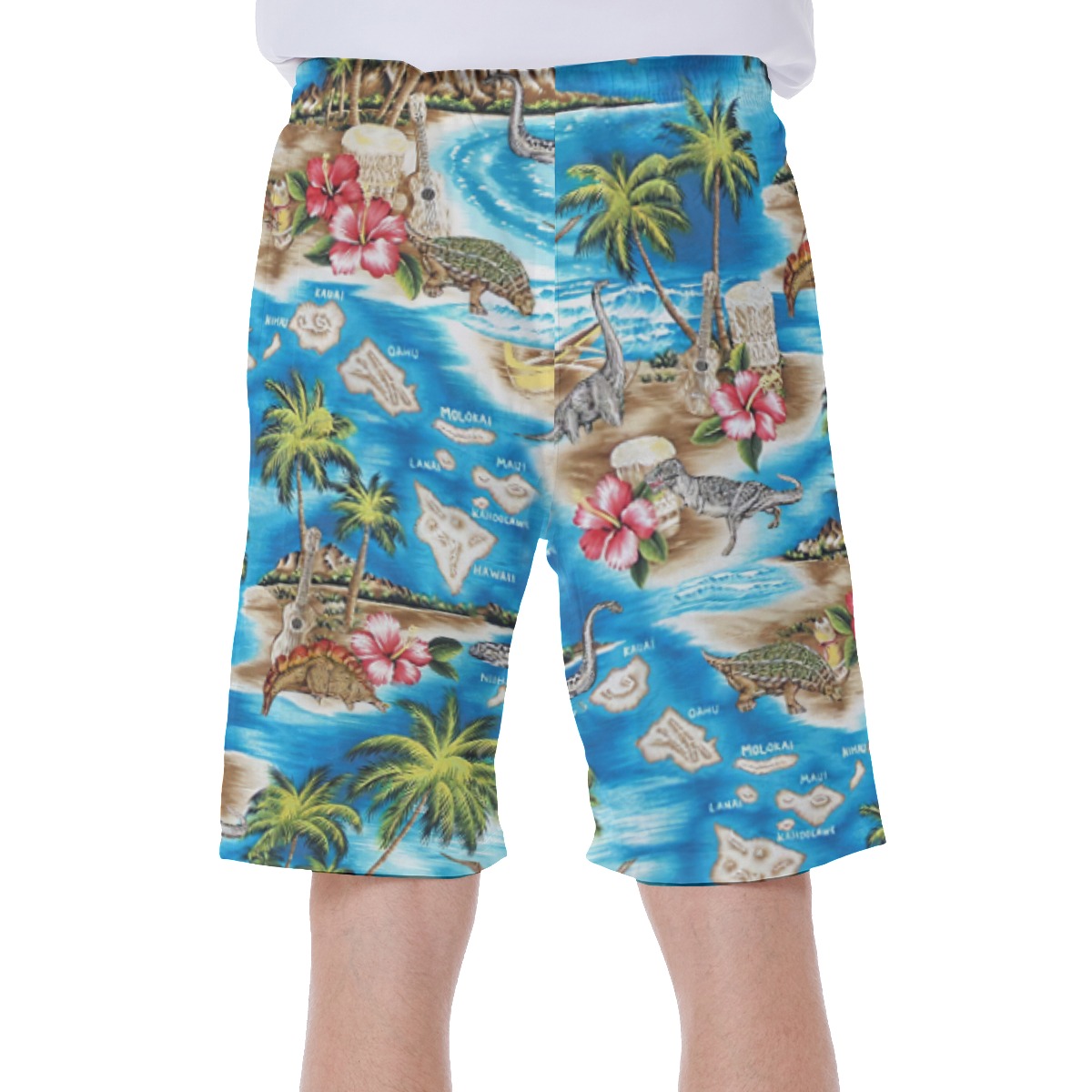 Dinosaur Tropical Hawaiian Swim Trunks For Men