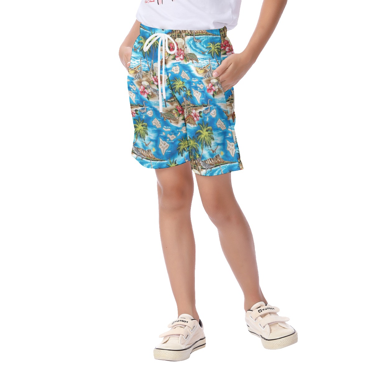 Cute Dinosaur Tropical Hawaiian Beach Shorts For Kids