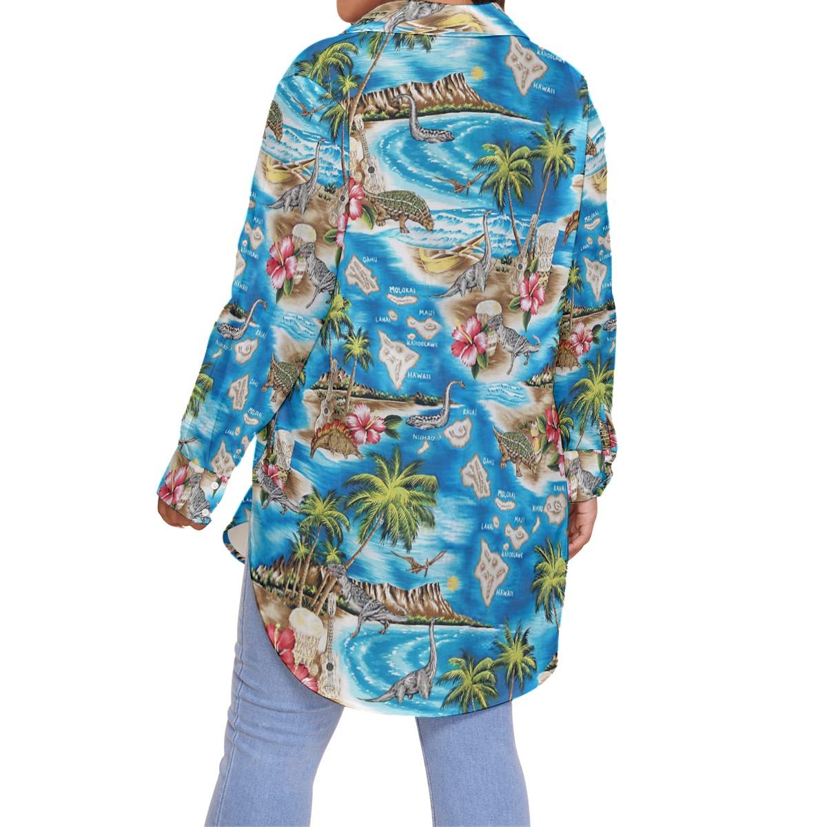 Tropical Dinosaur Women's Plus Size Hawaiian Shirt