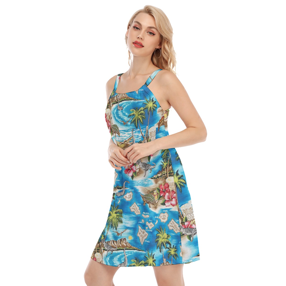 Jurassic Dinosaur Hawaiian Cami Dress For Women
