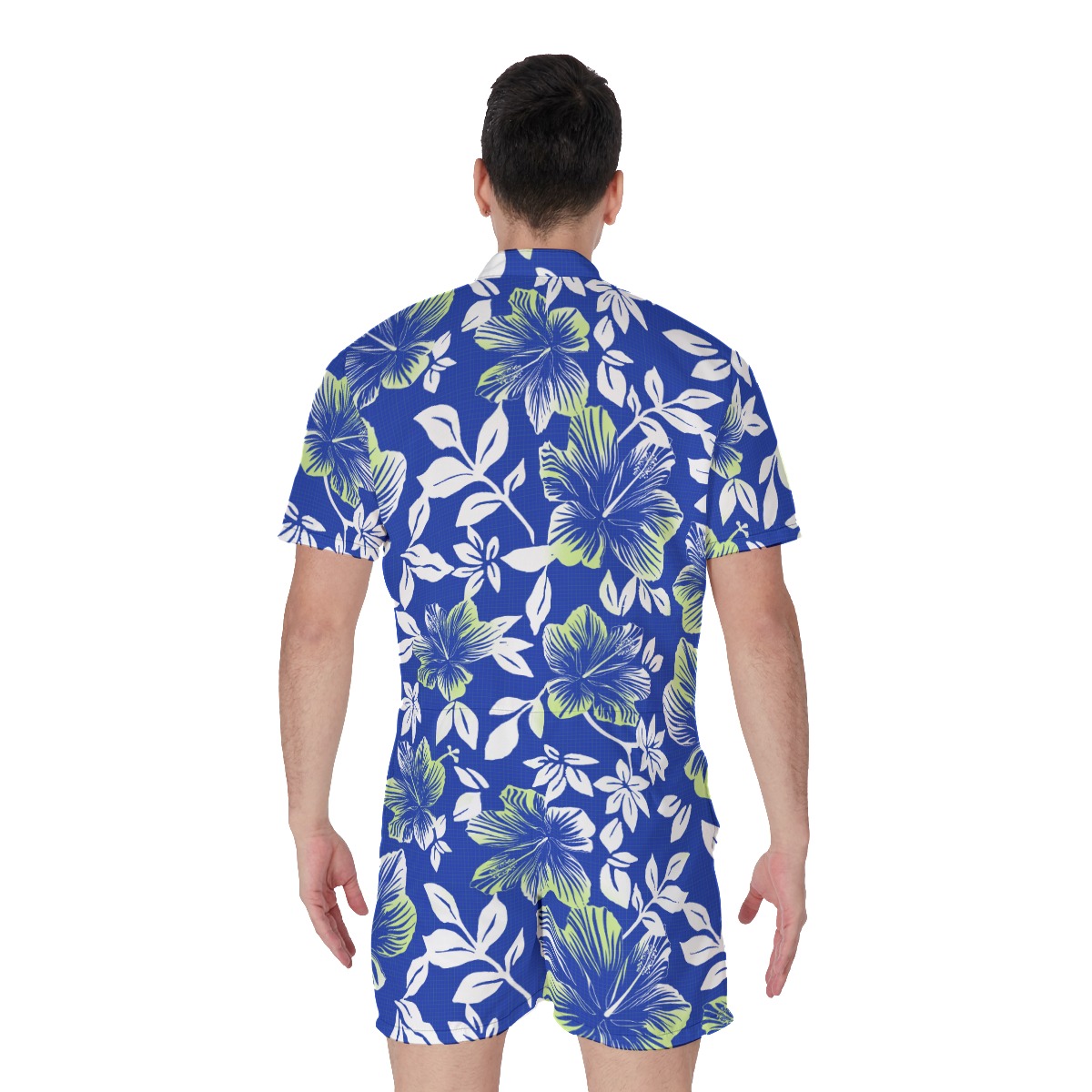 Hibiscus Floral Blue Men's Hawaiian Romper