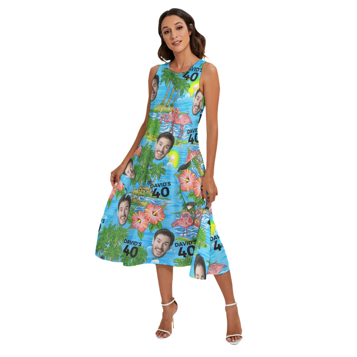 Birthday Beach Hawaiian Dress With Custom Face And Name