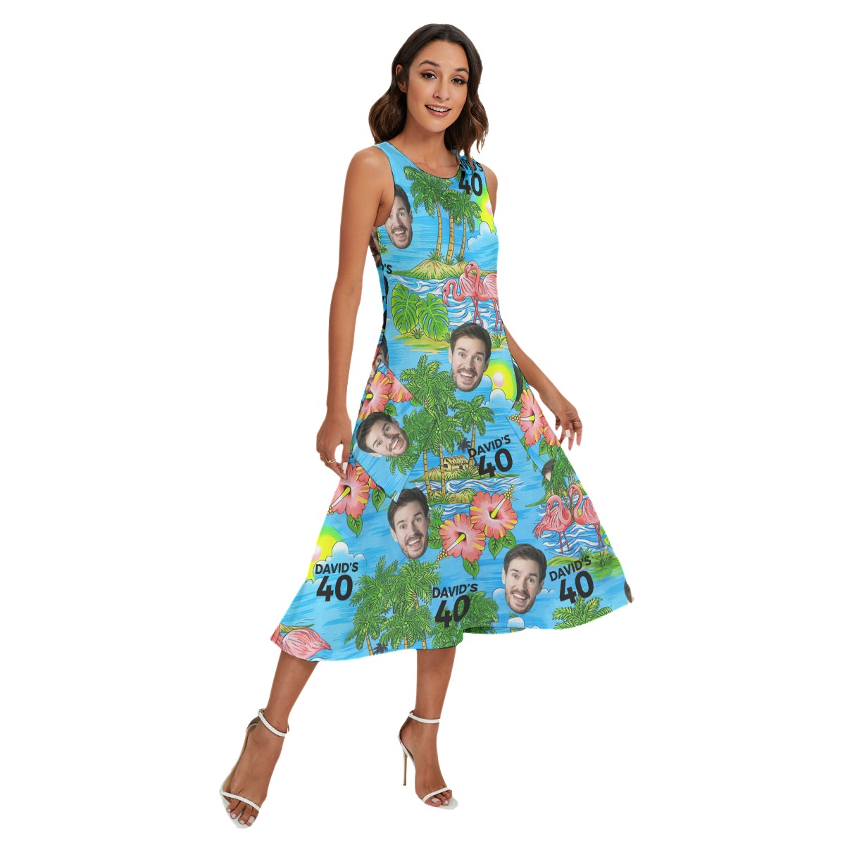 Birthday Beach Hawaiian Dress With Custom Face And Name