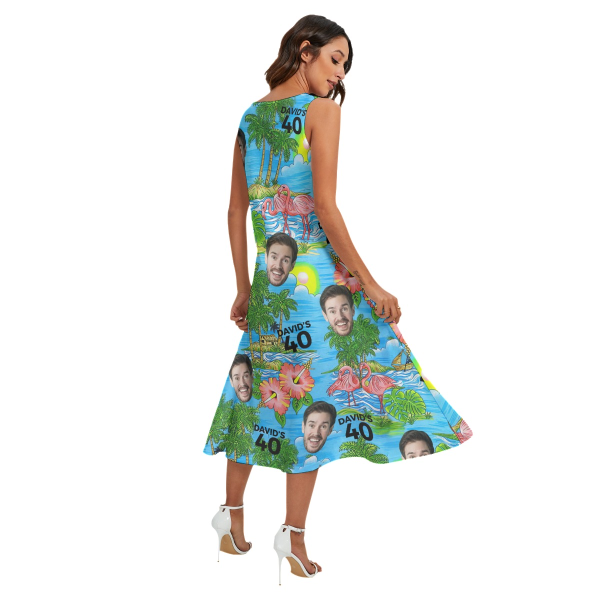 Birthday Beach Hawaiian Dress With Custom Face And Name