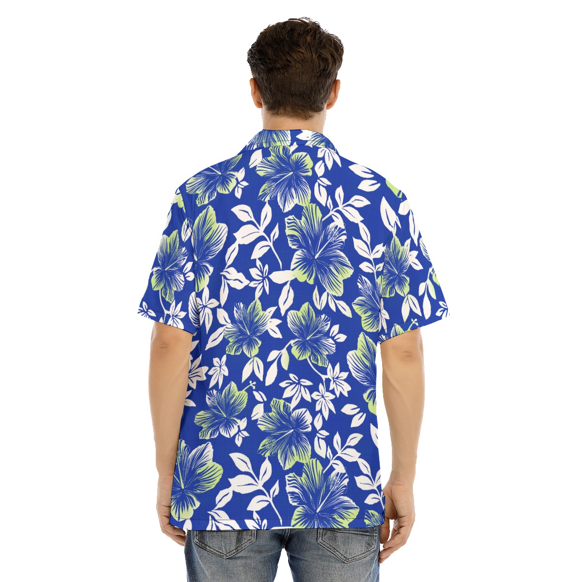 Vintage Hibiscus Blue Men's Hawaiian Shirt