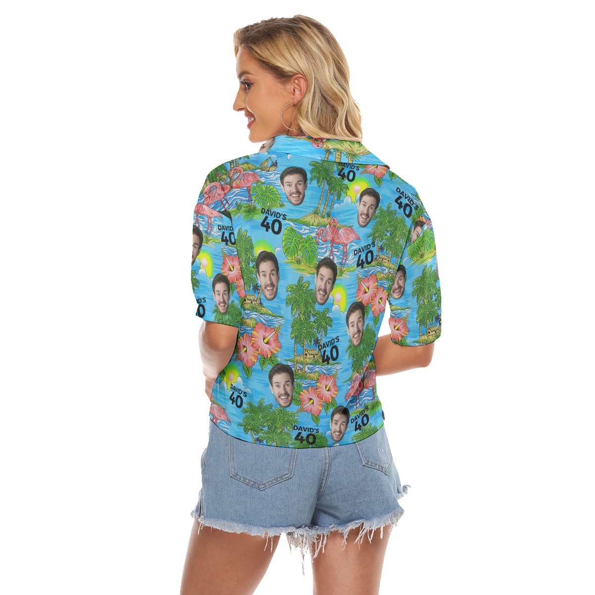 Custom Face Birthday Flamingo Women's Crop Top