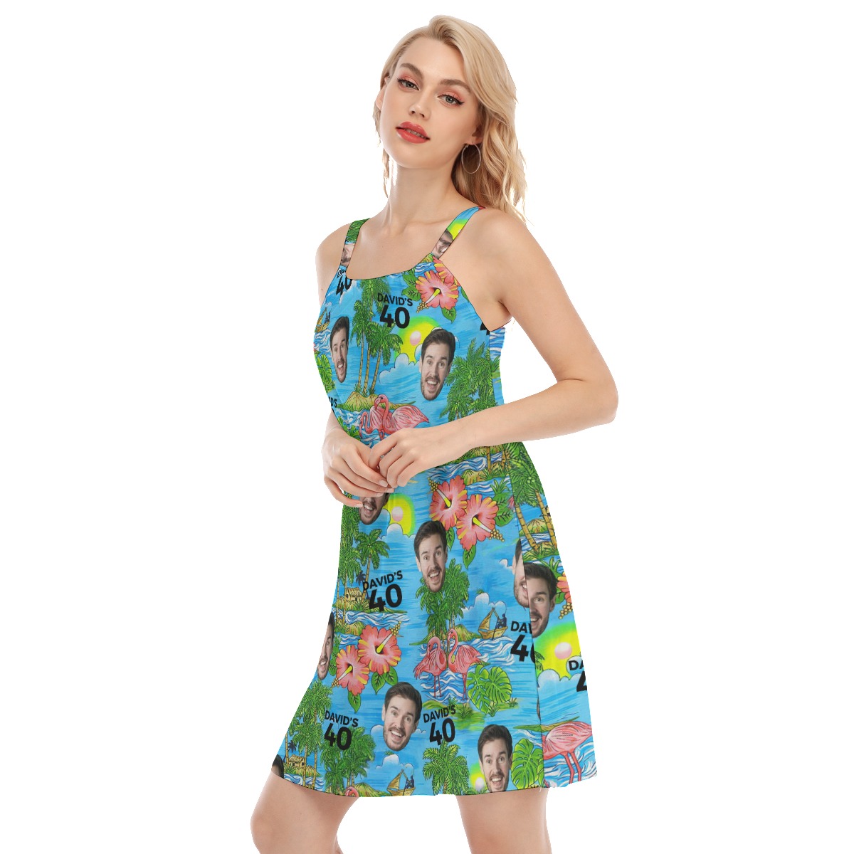 Custom Face And Text Cami Dress For Special Birthday Gift