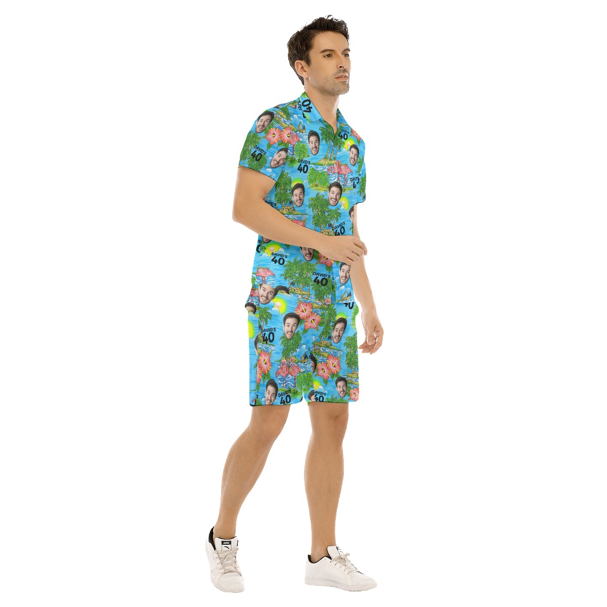 Custom Face And Name Flamingo Beach Shorts For Birthday Gift