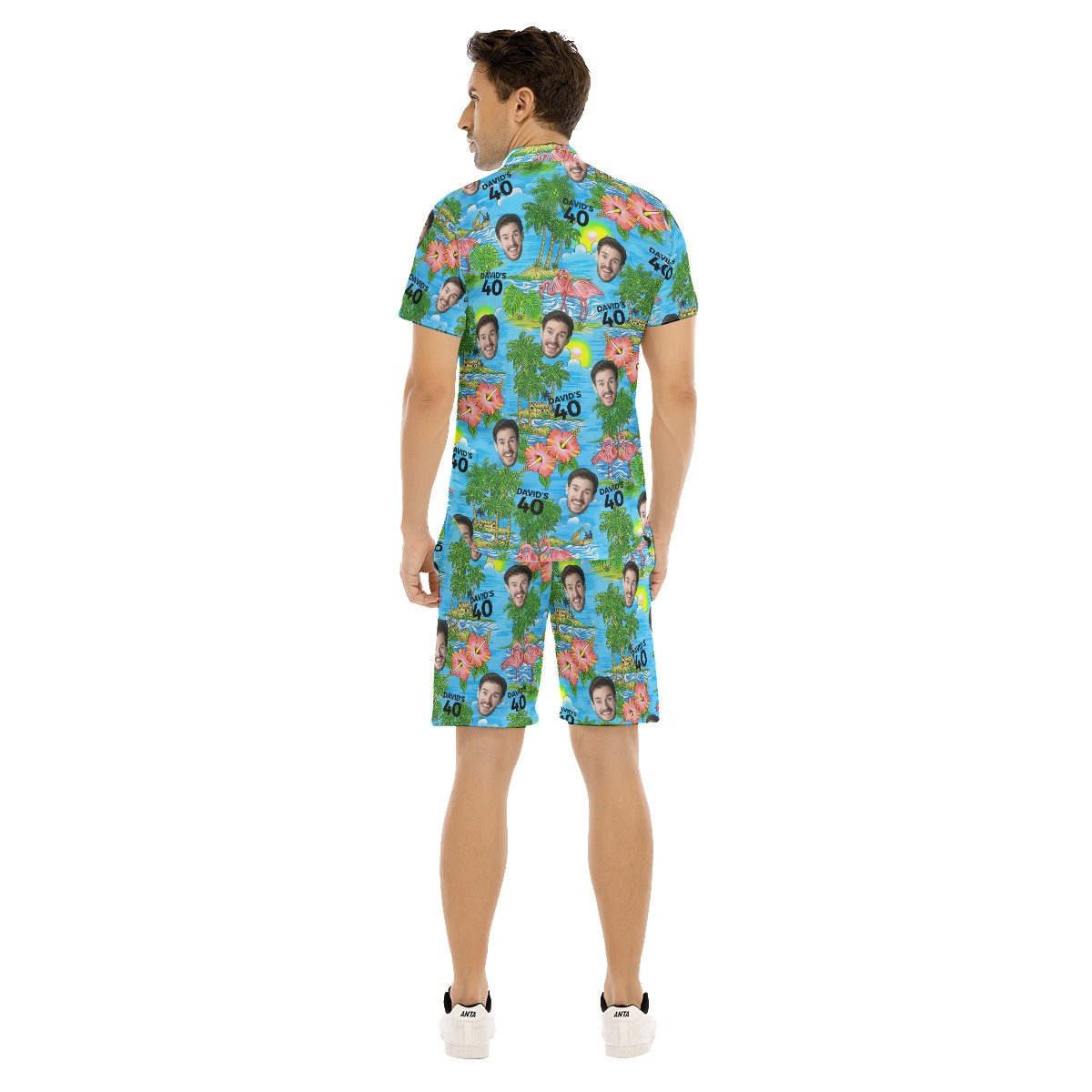 Custom Face And Name Flamingo Beach Shorts For Birthday Gift