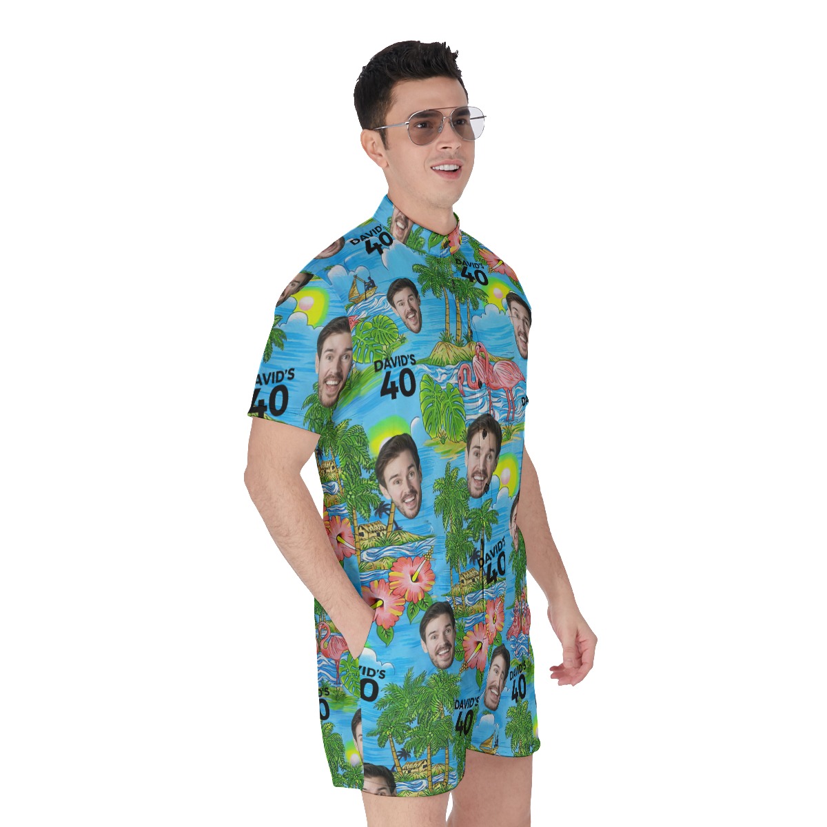 Custom Face Birthday Men's Hawaiian Romper