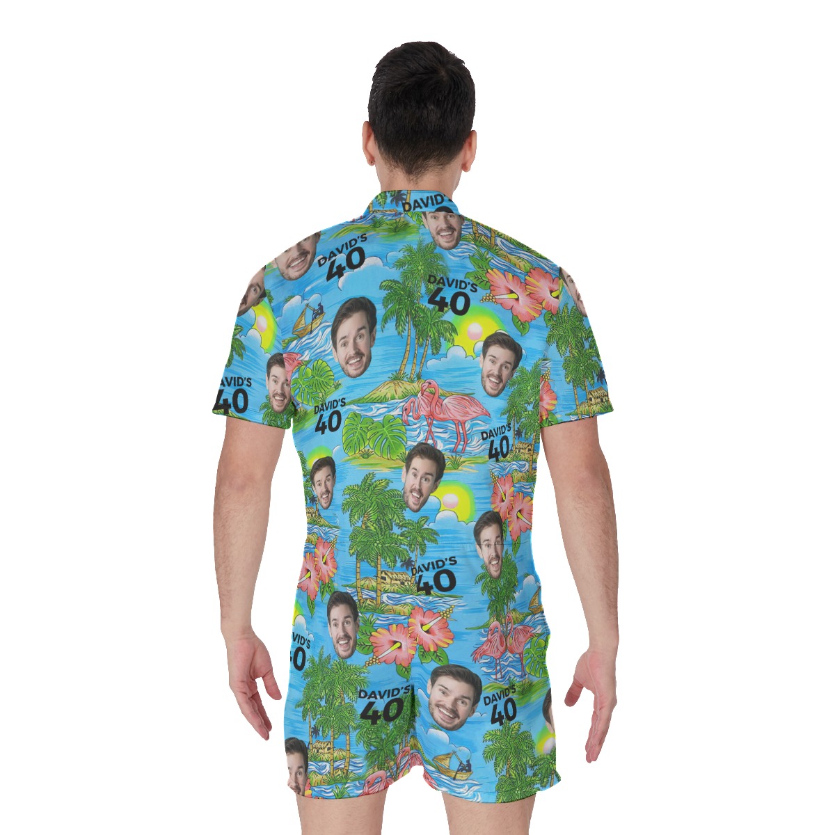 Custom Face Birthday Men's Hawaiian Romper