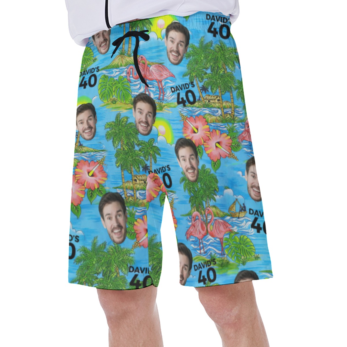 Custom Face And Name Beach Swim Trunks For Men