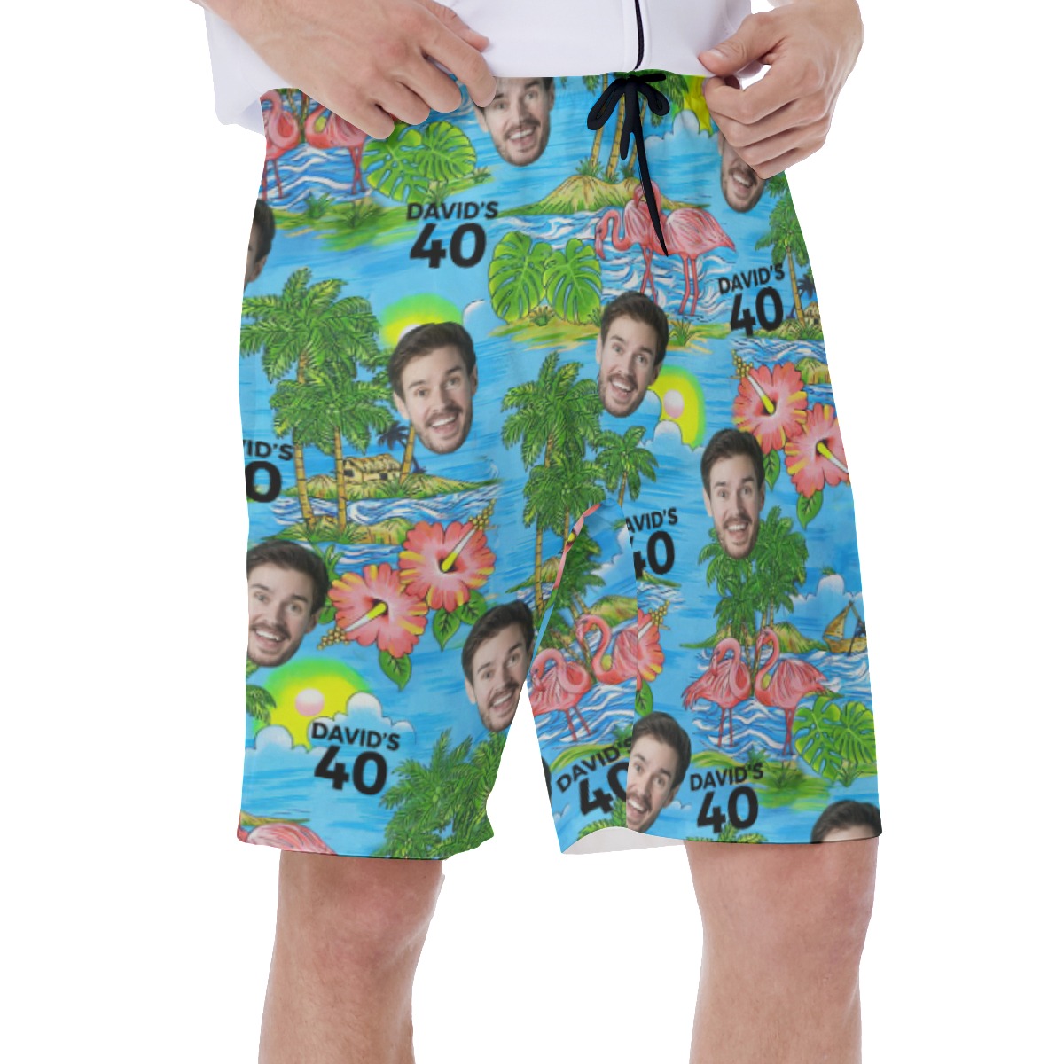 Custom Face And Name Beach Swim Trunks For Men